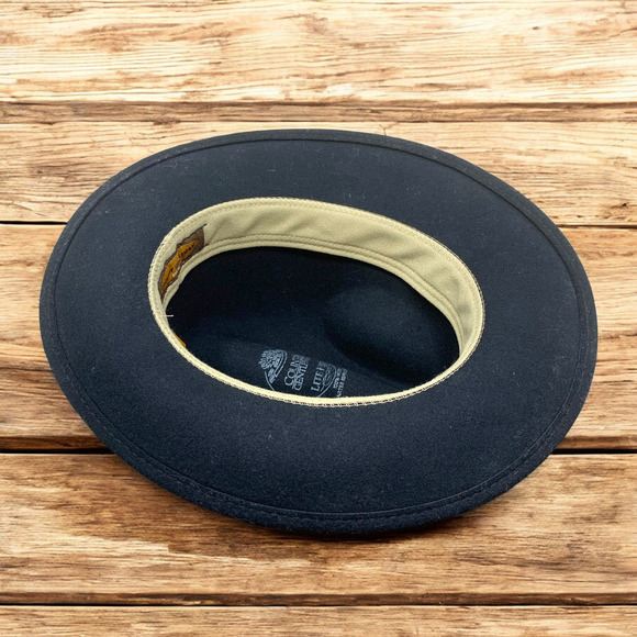 Vintage Country Gentleman Lite Felt 100% Wool Black Fedora Hat Sz M USA Gangster